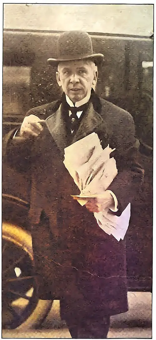Senator William Alden Smith. Arriving at the Senate Office Building in Washington to Question the Surviving Officers and Crew of the Titanic