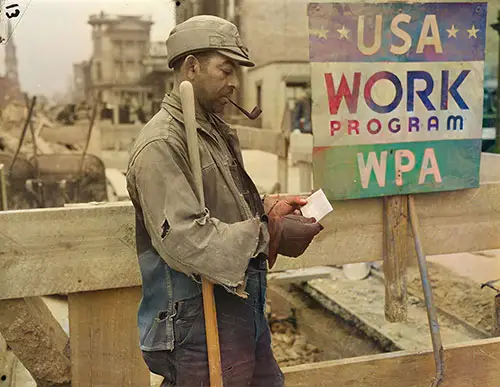 GGA Image ID # 22269acdb7 A WPA Worker Receives a Pay Check, January 1939.