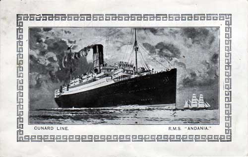 Abstract of Log - Reverse Side - Illustration of RMS Andania
