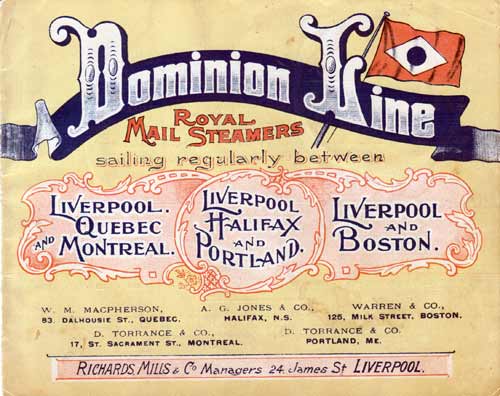 Mid 1890s Advertising Material, Dominion Line
