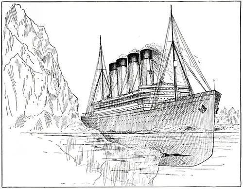 Illustration of the Titanic at the Moment of Impact