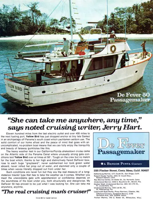 Passagemaker De Fever 50 Cruising Boat - 1973 Print Advertisement