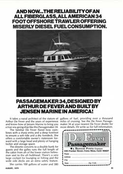 1974 De Fever Passagemaker 34 Offshore Trawler