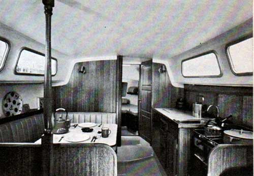 View of the Main Cabin in the CAL 34 Yacht showing Galley and Dinnette Area