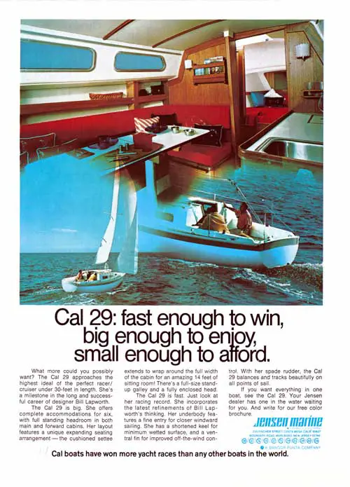 CAL 29 Yacht - Fast Enough to Win - 1973 Print Advertisement.