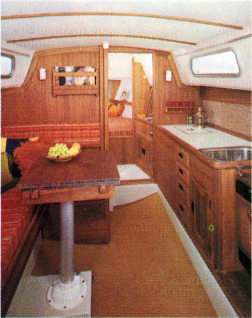 Main Cabin on the CAL 29 Yacht showing the Galley and Dining Area
