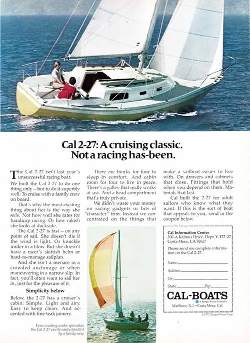 CAL 2-27: A Cruising Classic Yacht - 1977 Print Advertisement.