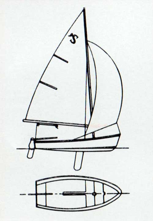 Top and Side View Diagrams of the O'Day Sprite Sailboat