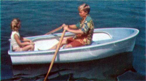 Kids using the O'Day Sailboat as a Row Boat