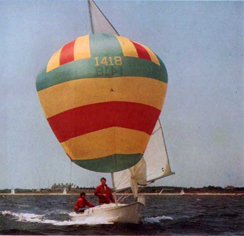 The O'Day Rhodes 19 Sailboat with full sails