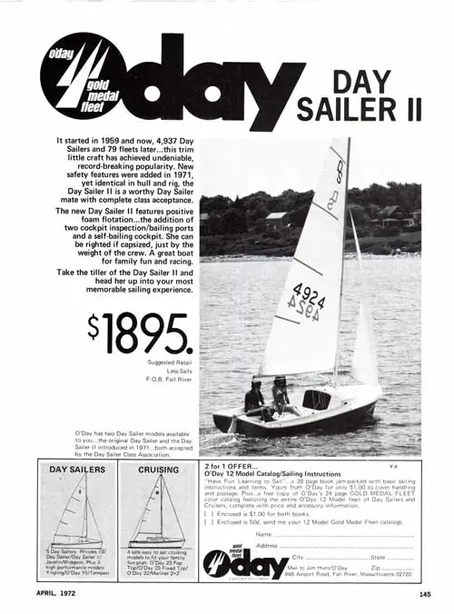 Part of the O'Day Gold Medal Fleet - The O'Day Day Sailer II - 1972 Print Advertisement