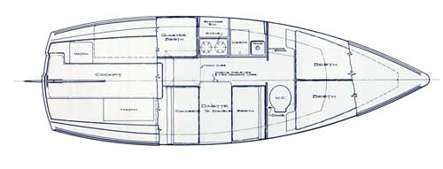 Deck Plan of the O'Day 23 Sailboat - 1973