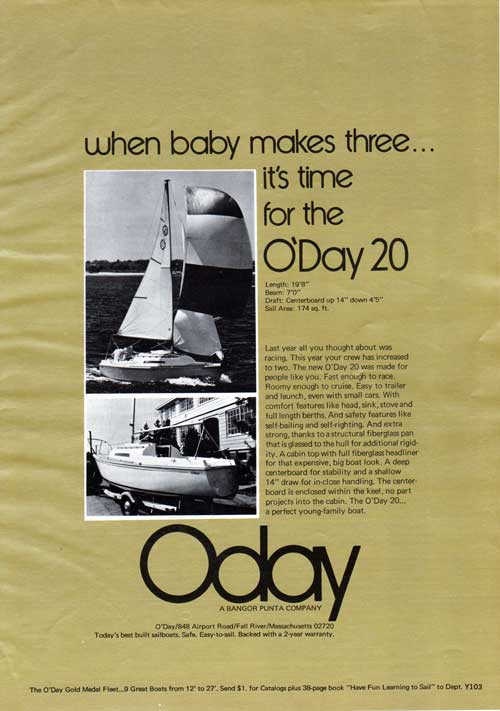 When Baby Makes Three ... The O'Day 20 - 1973 Advertisement