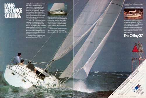 Long Distance Calling. The O'Day 37 Yacht - 1979 Print Advertisement.