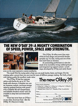 The New O'Day 39 Sailboat - 1983 Advertisement