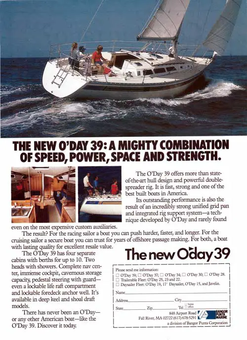 The New O'Day 39 Sailboat - 1983 Advertisement