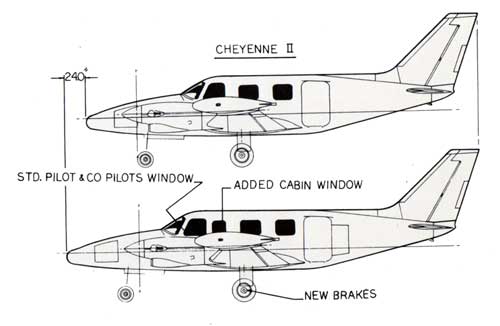 Side View Diagram of the Piper Cheyenne II XL from 1981