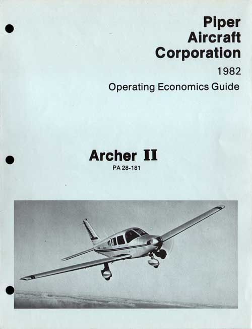 1982 Archer II Operating Economics Guide - Piper Aircraft Corporation