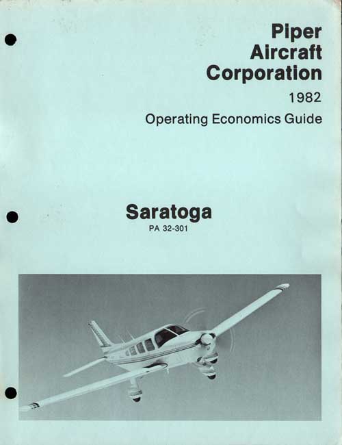 1982 Saratoga Operating Economics Guide - Piper Aircraft Corporation