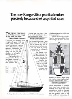 The new Ranger 30: a practical cruiser precisely because she's a spirited racer (1978)