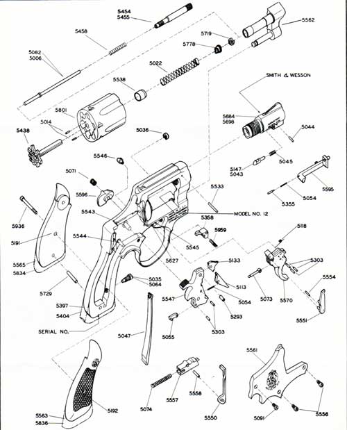 S&W Model 12 Parts List - Schematic 38 Caliber Revolver