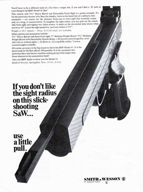 Smith & Wesson Model 41 Semi-Automatic Handgun - 1968 Print Advertisement.