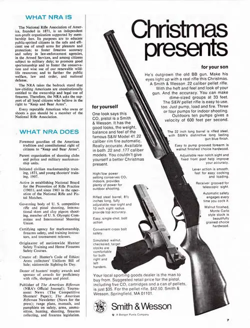 Christmas Presents from Smith & Wesson for you and your son. 1973 Print Advertisement