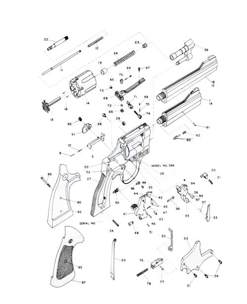 Schematic of .357 Combat Magnum Revolver Model 586 Smith & Wesson