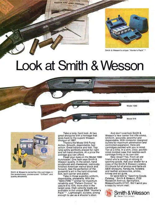 Look at Smith & Wesson - Models 1000 & 916 - 1974 Print Advertisement