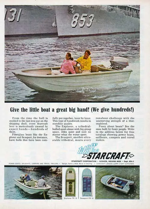 Take off in a Starcraft Explorer or Seasport. 1968 Print Advertisement.