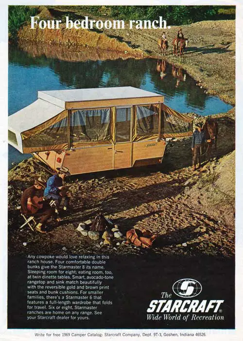 The Starmaster 8 Camper Trailer from Starcraft. 1969 Print Advertisement