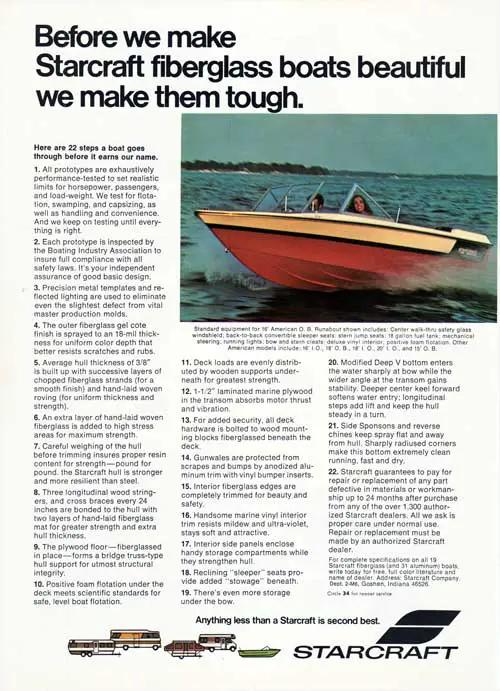 Before We Make Starcraft Fiberglass Boats Beatiful - 1972 Print Advertisement