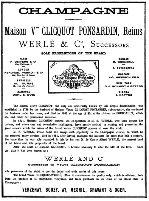 Champagne -- Maison V Clicquot Ponsardin, Reims - Werlé & Co., Successors