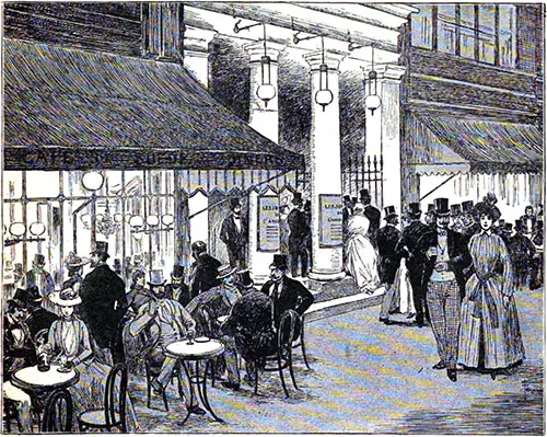 View of a Cafe on the Boulevard Montmartre near the entrance of Théâtre des Variétés