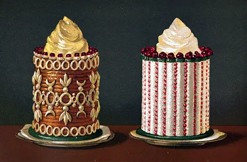 Neapolitan Timbale Filled with Ice Cream; and Almond Paste Timbale Filled with Iced Plombiere