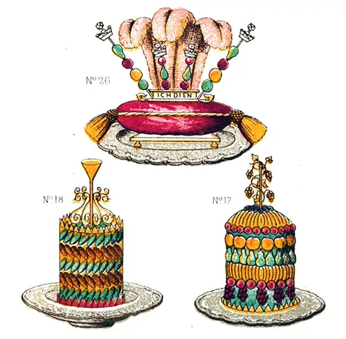 Gateaude Punch; Croque-en-bouche of Dates; Various Fruits in Carmel