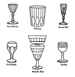 Plate 1: Pony Brandy, Whiskey, Pousse Café, Cut Cordial, Absinthe Drip, Cordial