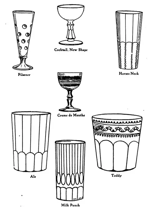 Plate 3: Pilsener, Cocktail (New Shape), Horses Neck, Creme de Menthe, Ale, Milk Punch, Toddy