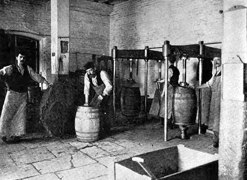 Packing Tobacco into Barrels by Hydraulic Power