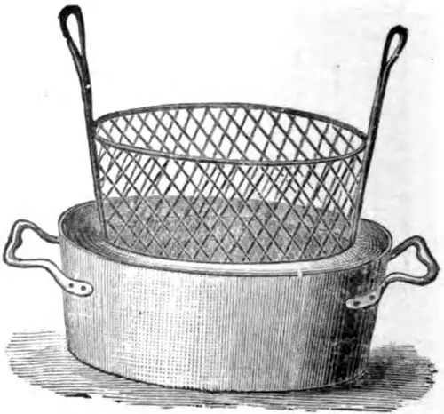 Wrought Iron Pan with Interior Frying Basket - 1916