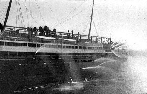 Viewing a Fire Drill on a German Ocean Liner from Another Ship