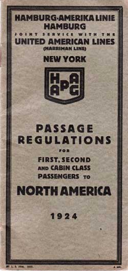 Passage Regulations Brochure from 1924