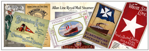 Collage of Steamship and Maritime Brochures available at the Archives