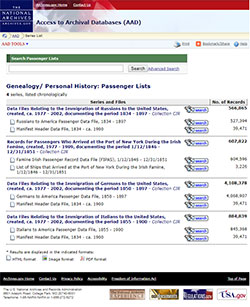 National Archives Passenger Arrival Lists