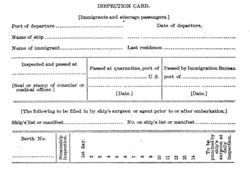 Issue Of Inspection Cards To Steerage And Cabin Passengers
