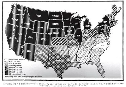 Map Showing The Foreign Stock In The US Population