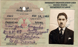 Immigrant Identification Card, United Stated Department of Labor for Non-Quota Immigration Visa - 1928 