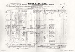 List No. 13 of a Manifest from the White Star Line SS Germanic, 2 April 1902.