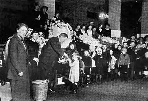 Commissioner Wallis and Immigrants at Ellis Island at Christmas