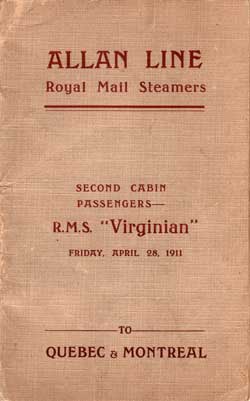 Front Cover, 1911-04-28 RMS Virginian Passenger List